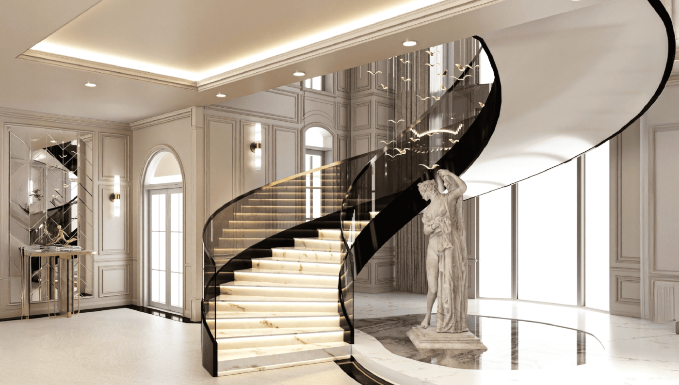 Cầu thang Kính Cong